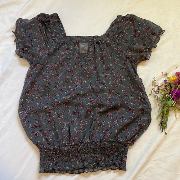 Retro Gray Petit Floral with Blouse size S - Picture 4 of 6